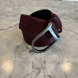 Women's Duftler Gunmetal Buckle with Pony Hair Maroon Equestrian Belt